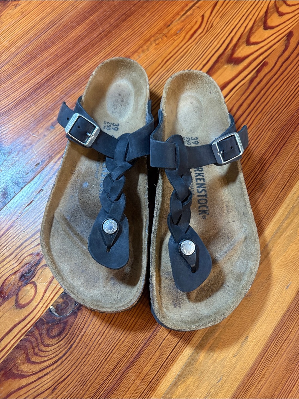 Birkenstock Gizeh Braided Oiled Leather Sandals, Size 39